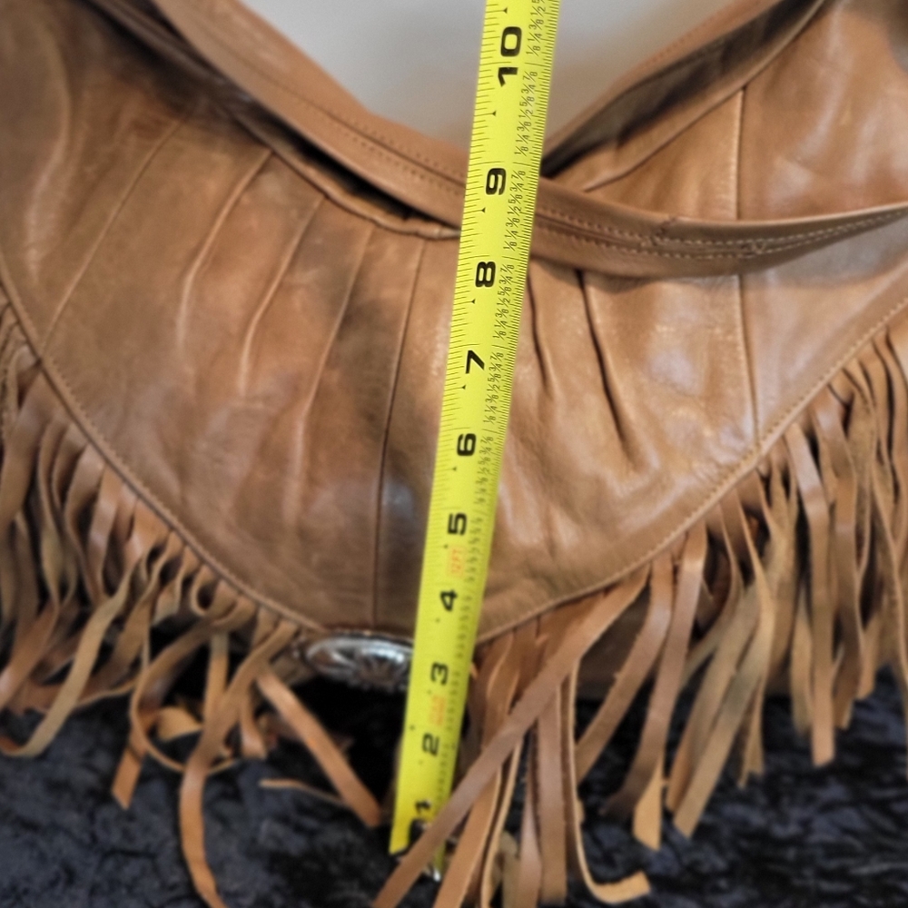 Fringe Leather Silver Detail Large Purse Boho Western Bag - Picture 15 of 16